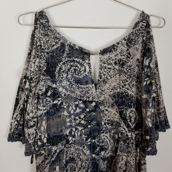 Free People Women Love Birds Tunic Dress Size S Cold Shoulder Short Boho  Mini - Picture 5 of 8